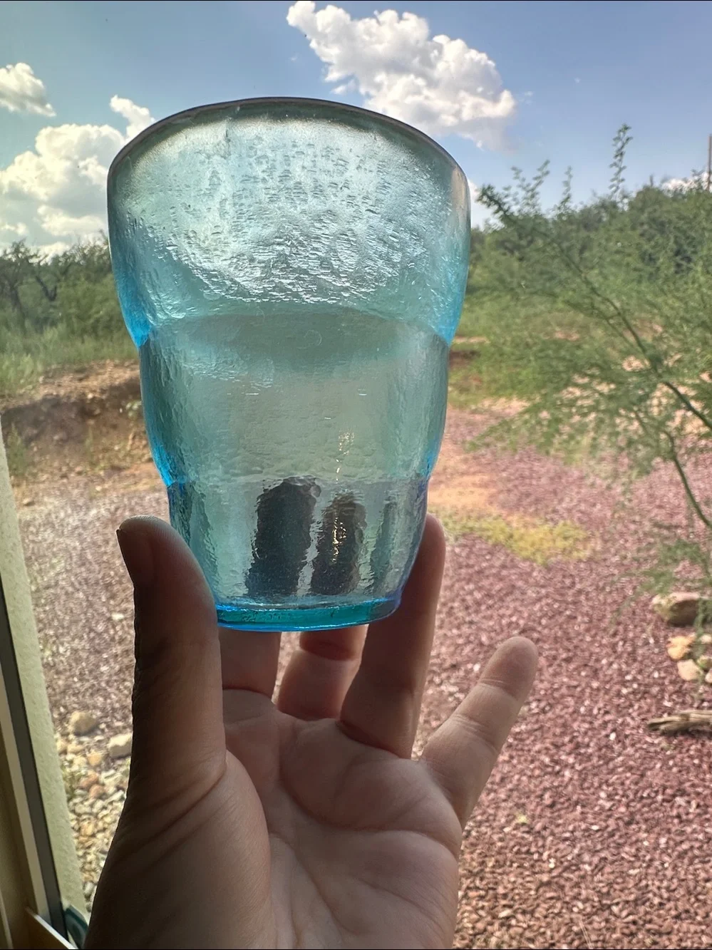 4 blue glass 4” drinking glass set of 4